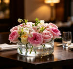 Acrylic Flower Vase with Floral Stem Holder, Clear Leak-Proof Round Vase for Table Centerpieces and Home Decoration - Image 2