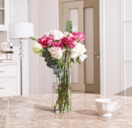 Ribbed Glass Cylinder Flower Vase, Decorative Centerpiece Vase for Home and Wedding Decoration - Image 2