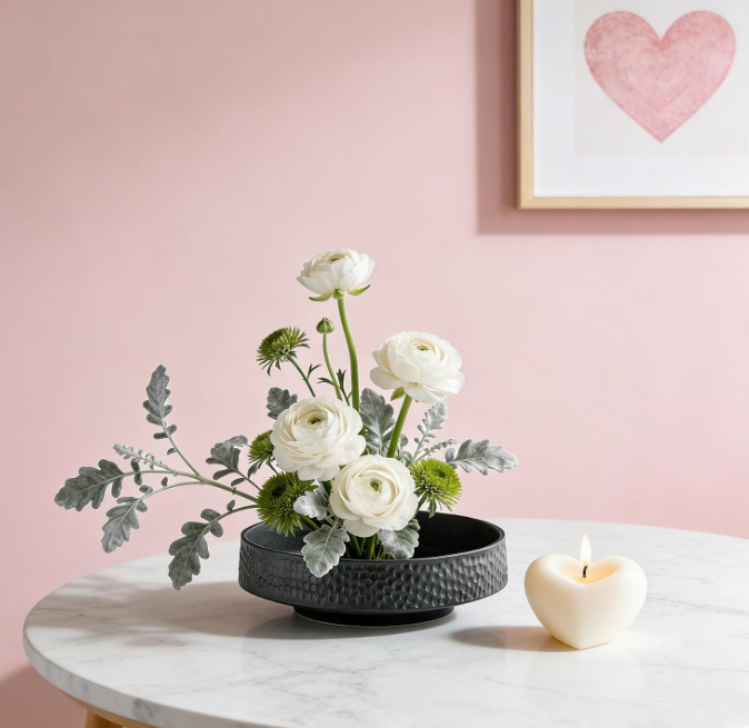 15.1 Ceramic Flower Vase Kit with Metal and Stem Straightening Tool - Image 1