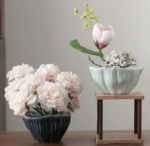 Ceramic Flower Arrangement Vase with Stem Holder, Decorative  Bowl for Table and Home Display - Image 2