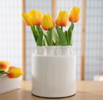 Modern Ceramic Flower Vase with Multi-Opening Design, Decorative Floral Vase for Home and Table Centerpieces