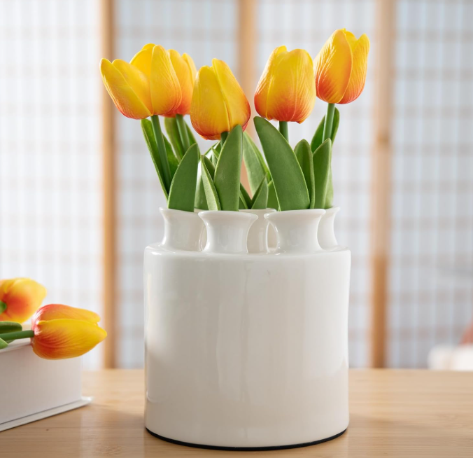 24.1 Modern Ceramic Flower Vase with Multi-Opening Design, Decorative Floral Vase for Home and Table Centerpieces - Image 1