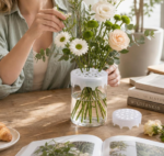 Reusable Silicone Flower Vase Grid Set, Flexible Floral Stem Holder for DIY Arrangements