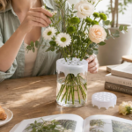 Reusable Silicone Flower Vase Grid Set, Flexible Floral Stem Holder for DIY Arrangements