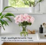 Clear Glass Flower Vase with Wide Mouth, Decorative Floral Vase for Home, Wedding and Table Centerpieces - Image 2
