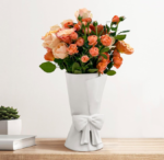 Decorative Ceramic Bow Flower Vase, Modern Flower Holder for Home and Table Decoration