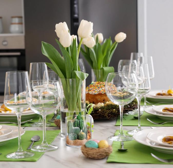 37.1 Clear Glass Cylinder Vase Set, Decorative Flower Vase and Candle Holder for Weddings and Home Decor - Image 1
