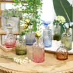 Colorful Glass Bud Vase Set, Vintage Decorative Mini Flower Vases for Wedding and Home Decor
