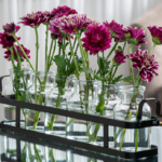 Glass Flower Vase Set with Metal Holder, Modern Decorative Vases for Table, Shelf and Home Display