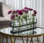 Glass Flower Vase Set with Metal Holder, Modern Decorative Vases for Table, Shelf and Home Display - Image 2