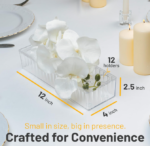 Clear Acrylic Rectangular Flower Vase with Stem Holder, Leak-Proof Floral Centerpiece Vase for Table Decoration - Image 2