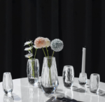 Modern Crystal Glass Flower Vase, Transparent Decorative Floral Vase for Home and Table Decoration