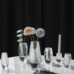 Modern Crystal Glass Flower Vase, Transparent Decorative Floral Vase for Home and Table Decoration