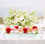 Clear Acrylic Rectangular Flower Vase Set with Stem Holder for Table Centerpieces and Home Decor