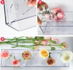 Clear Acrylic Rectangular Flower Vase Set with Stem Holder for Table Centerpieces and Home Decor - Image 2