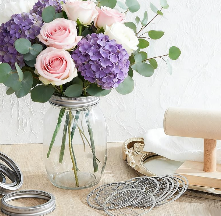 53.1 Metal Flower Organizer Lid Inserts, Wide Mouth Vase Grid for Floral Arrangement and Home Decoration - Image 1