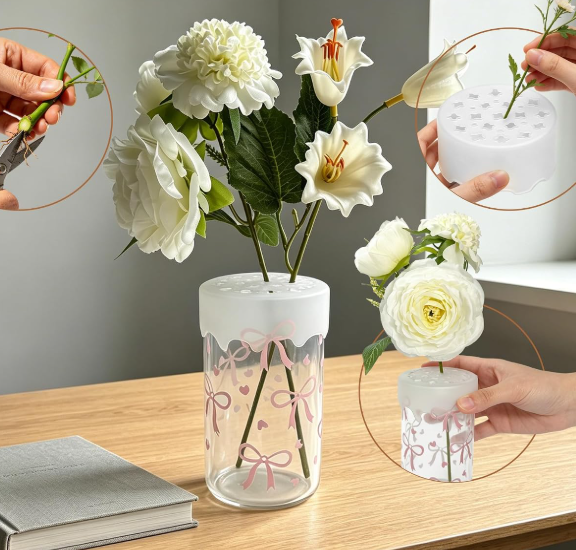 54.1 Reusable Silicone Flower Arrangement Grid, Flexible Waterproof Vase Stem Holder for Floral Displays - Image 1