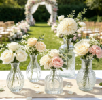 Glass Bud Vase Set, Vintage Clear Decorative Flower Vases for Home, Wedding and Table Centerpieces - Image 2