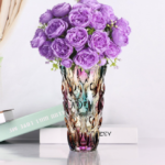 Thick Glass Flower Vase, Decorative Clear Crystal Vase for Table Centerpieces and Home Decoration