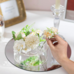 Clear Acrylic Flower Vase Set with Stem Holder, Low Profile Floral Arrangement Vase for Table Decoration